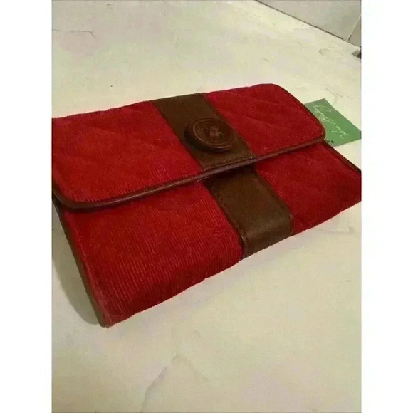 Vera Bradley Red Corduroy Large Wallet Tri-Fold Clutch Oversized NWT - Picture 2 of 10
